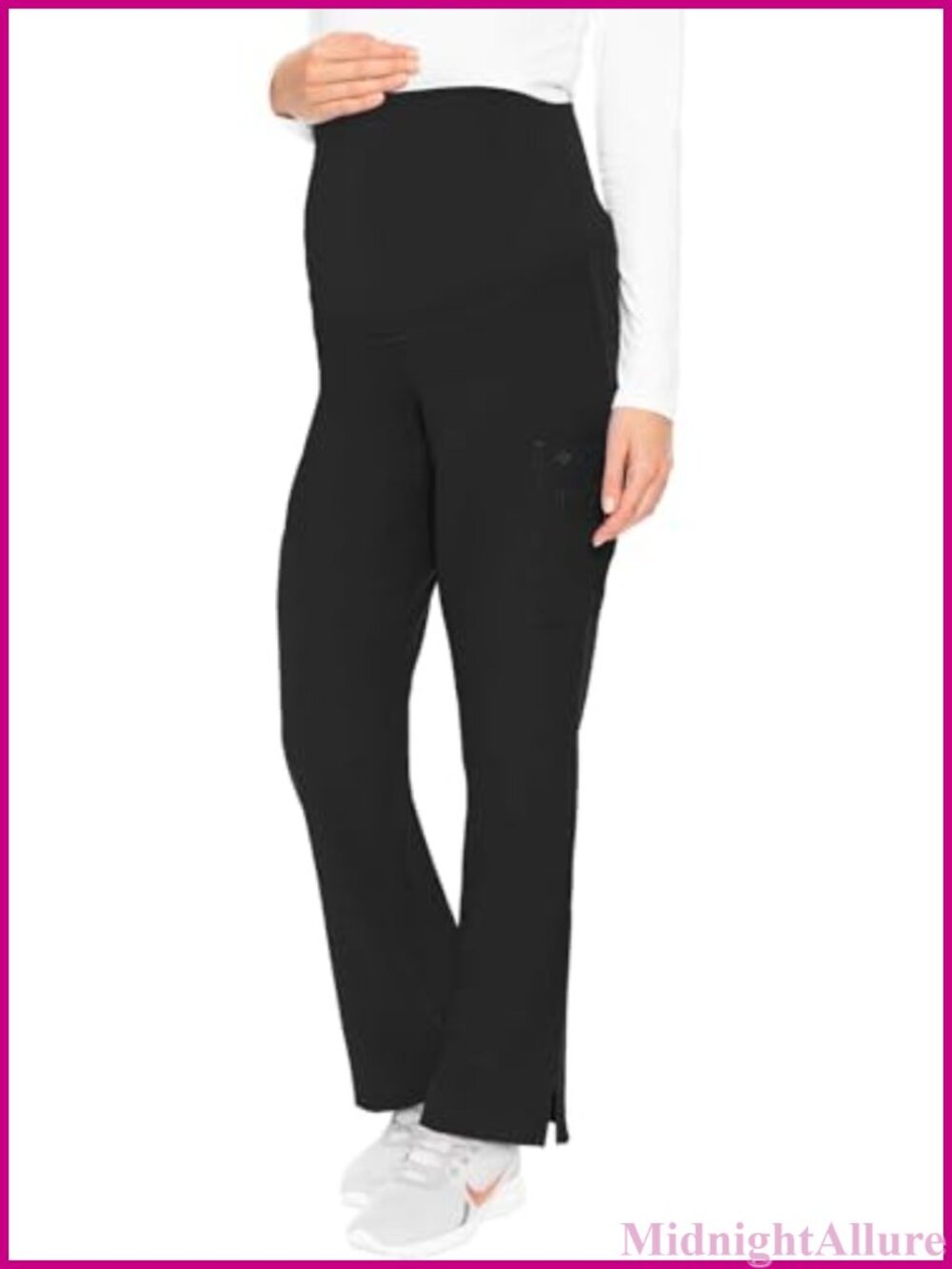 Maternity Scrub Pant Straight Leg High Rise Cargo Pocket Pull On Work